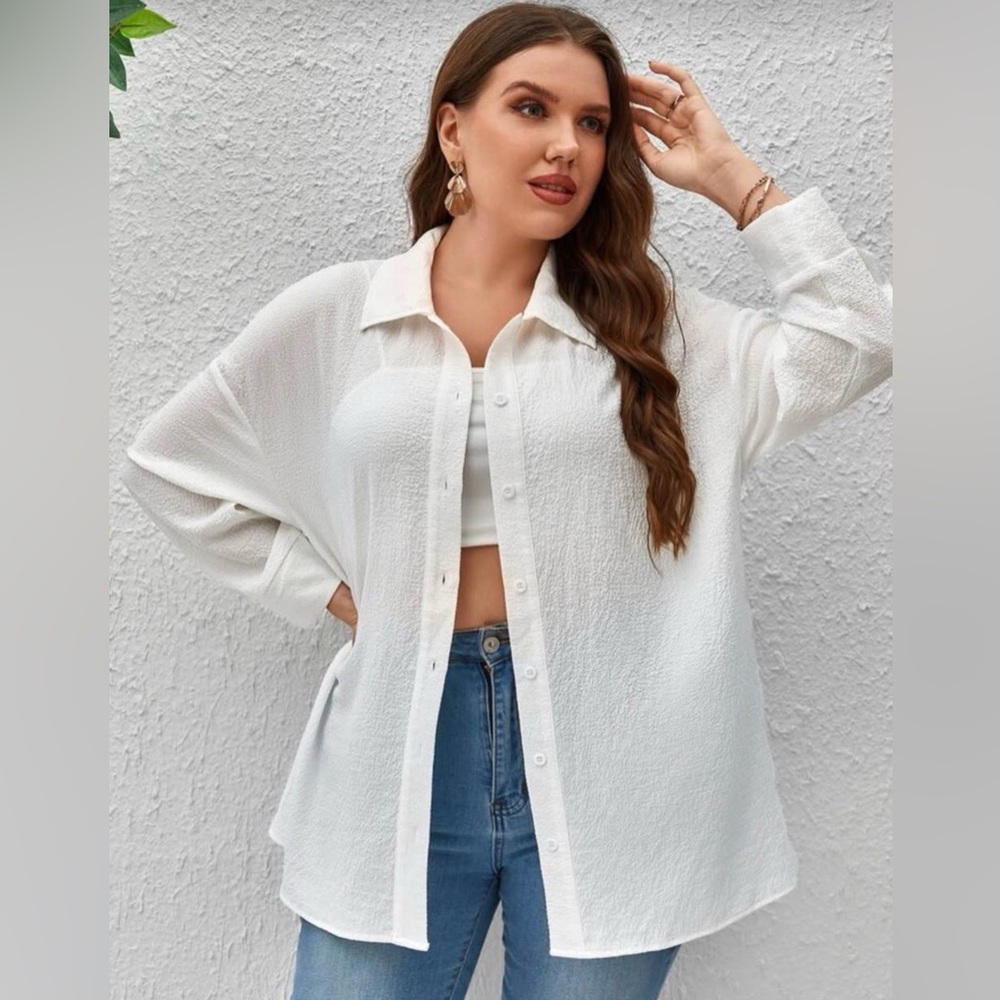 Women's White Button-Up Blouse